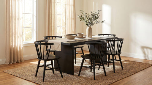 Decker 7-piece 82-inch Rectangular Dining Set Black - 193951BLK-S7F
