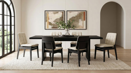 Decker 7-piece 82-inch Rectangular Dining Set Cream and Black - 193951BLK-S7D