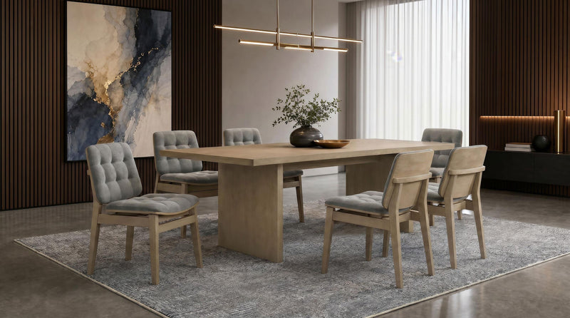 Decker 7-piece 82-inch Rectangular Dining Set Grey and Natural Oak - 193951NAT-S7E