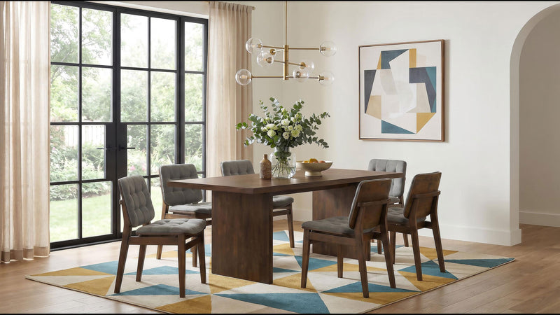 Decker 7-piece 82-inch Rectangular Dining Set Grey and Walnut - 193951WAL-S7E