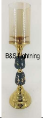 DECO10 4 X 4 X14 IRON + GLASS CANDLE HOLDER - 210000007383