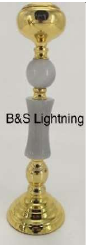 DECO12 4 X 4 X14 JADE + IRON CANDLE HOLDER - 210000007527