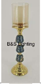 DECO9 4 X 4 X17 IRON + GLASS CANDLE HOLDER - 210000007381