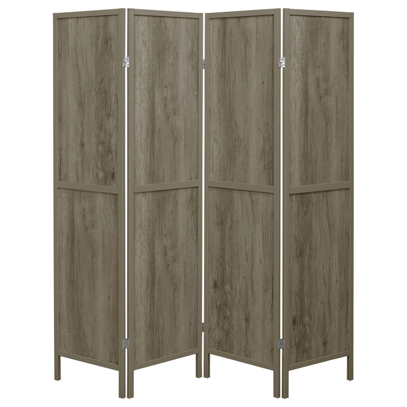 Deepika 4-Panel Room Divider Folding Screen Grey Driftwood - 961415
