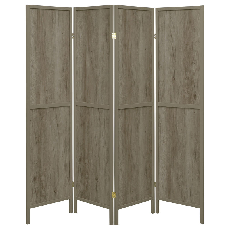 Deepika 4-Panel Room Divider Folding Screen Grey Driftwood - 961415