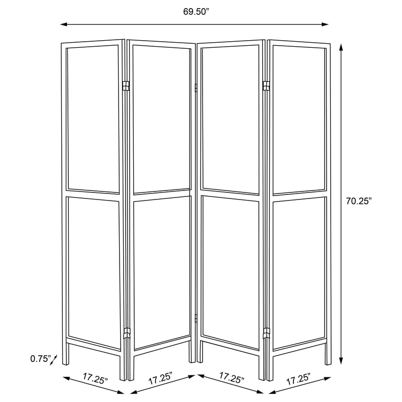 Deepika 4-Panel Room Divider Folding Screen Rustic Nutmeg - 961413