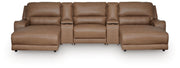 DeepWakes Caramel 5-Piece Reclining Sectional with Double Chaise and Storage Consoles - PCU62606S41