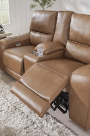 DeepWakes Caramel Power Reclining Loveseat with Console - PCU6260618