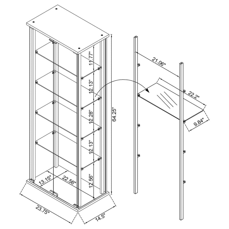 Delphinium 4-Shelf Clear Glass Curio Display Cabinet Black - 950170