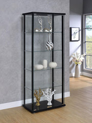 Delphinium 4-Shelf Clear Glass Curio Display Cabinet Black - 950170