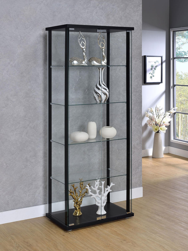 Delphinium 4-Shelf Clear Glass Curio Display Cabinet Black - 950170