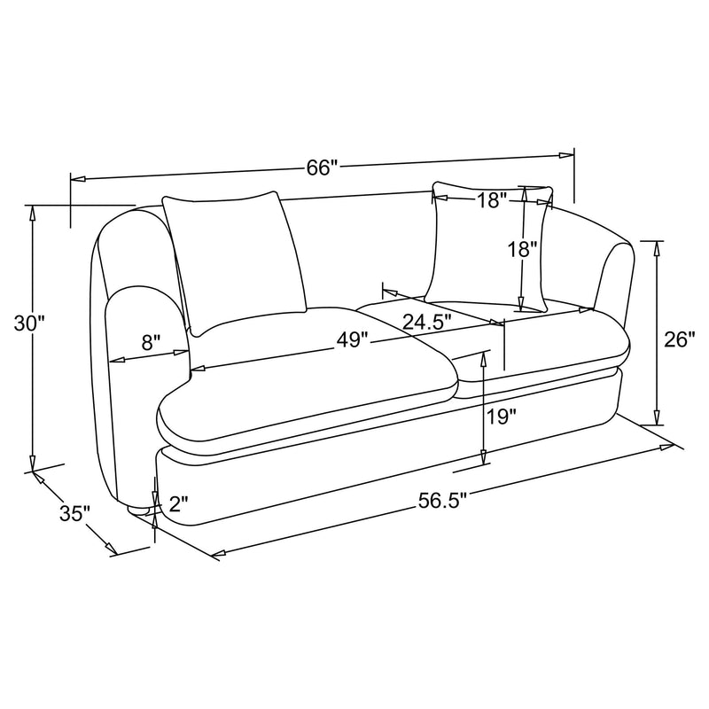 Delroy 2-Seat Stationary Loveseat Aubergine Polyester Upholstery - 511262
