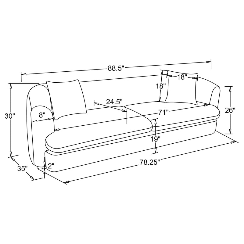 Delroy 3-Piece Stationary Sofa Set Aubergine Polyester Upholstery - 511261-S3