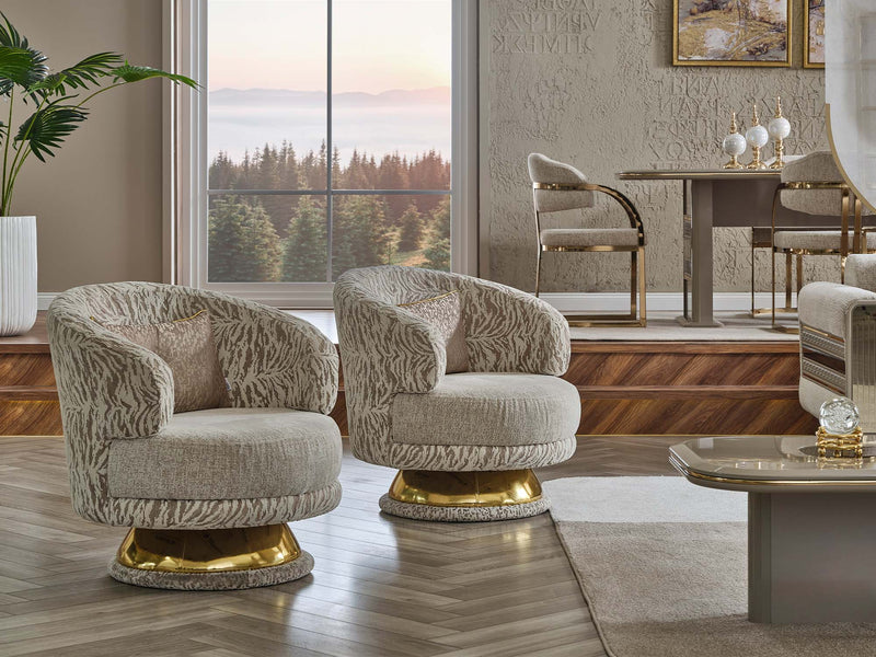 Delux 3-pieces (Sofa & Loveseat & Chair) Livingroom Set Cream in Cream - 101-DEL-DEL01-321
