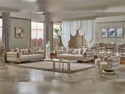 Delux 3-pieces (Sofa & Loveseat & Chair) Livingroom Set Cream in Cream - 101-DEL-DEL01-321