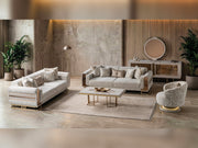 Delux 3-pieces (Sofa & Loveseat & Chair) Livingroom Set Cream in Cream - 101-DEL-DEL01-321