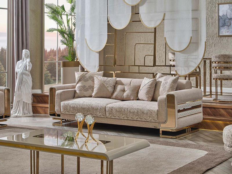 Delux Convertible Loveseat Cream in Cream - 101-DEL-DEL01-3