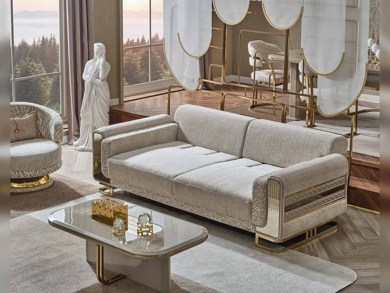 Delux Convertible Loveseat Cream in Cream - 101-DEL-DEL01-3