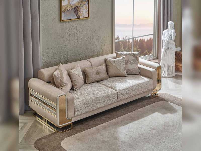 Delux Convertible Loveseat Cream in Cream - 101-DEL-DEL01-3