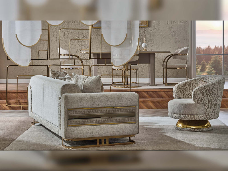 Delux Convertible Loveseat Cream in Cream - 101-DEL-DEL01-3