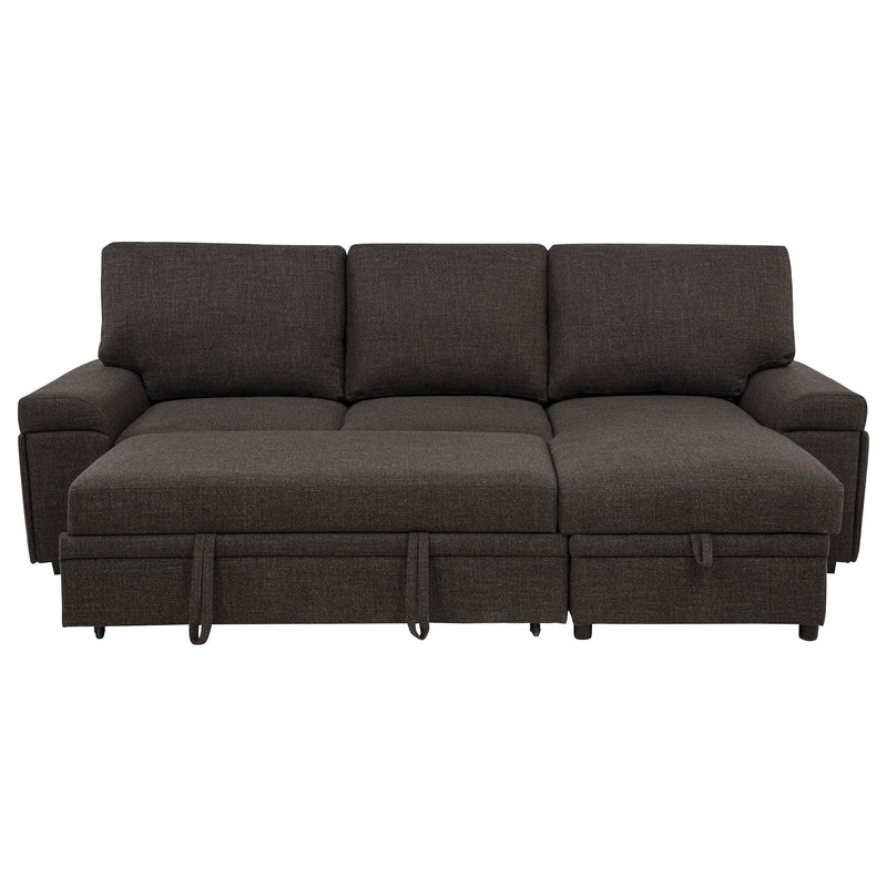 Demko Sleeper Sectional Sofa with Speaker and Storage Chaise Brown - 500356