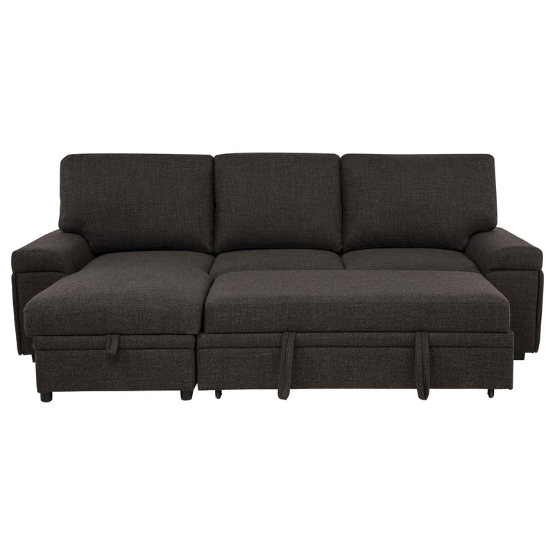 Demko Sleeper Sectional Sofa with Speaker and Storage Chaise Brown - 500356