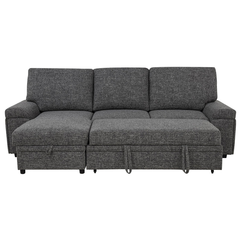 Demko Sleeper Sectional Sofa with Speaker and Storage Chaise Granite - 500355