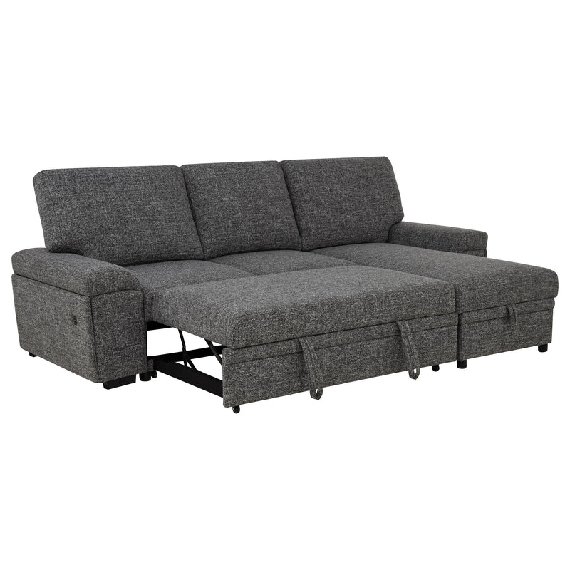 Demko Sleeper Sectional Sofa with Speaker and Storage Chaise Granite - 500355