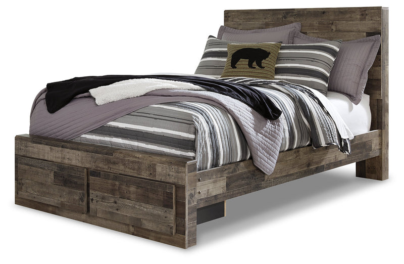 Derekson Full Panel Bed with 2 Storage Drawers with Mirrored Dresser and Chest in Multi Gray from Ashley - DMV Furniture