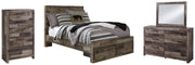 Derekson Full Panel Bed with 2 Storage Drawers with Mirrored Dresser and Chest in Multi Gray from Ashley - DMV Furniture