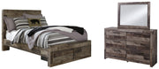 Derekson Full Panel Bed with 2 Storage Drawers with Mirrored Dresser in Multi Gray from Ashley - DMV Furniture