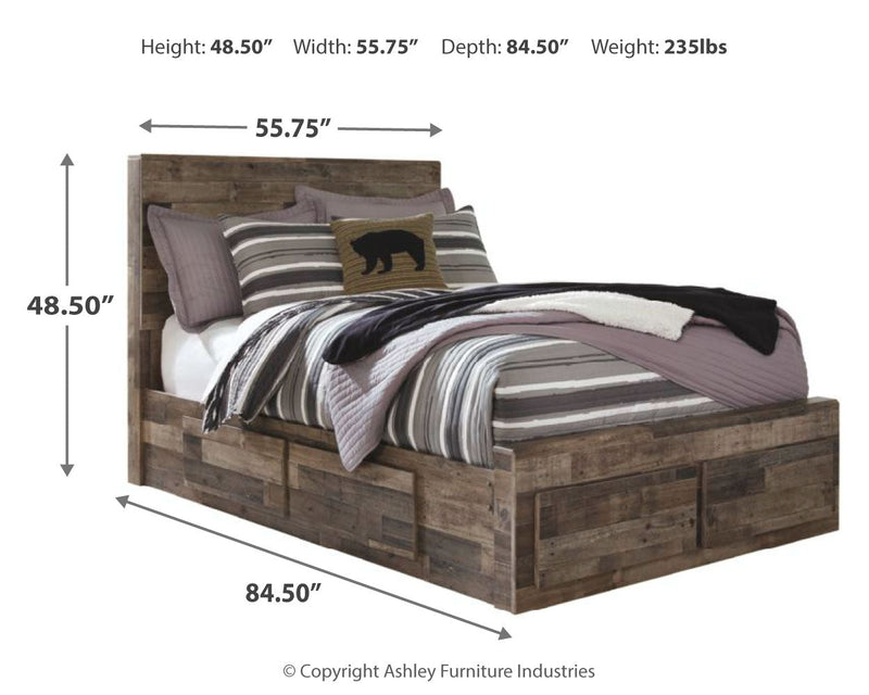 Derekson Full Panel Bed with 6 Storage Drawers with Mirrored Dresser, Chest and 2 Nightstands in Multi Gray from Ashley - DMV Furniture