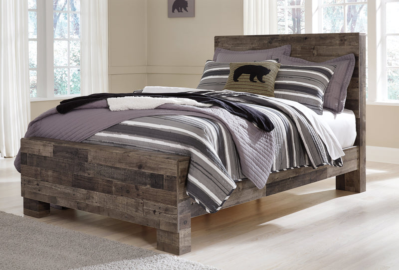 Derekson Full Panel Bed with Mirrored Dresser and 2 Nightstands in Multi Gray - PKG003430