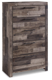 Derekson Full Panel Bed with Mirrored Dresser and Chest in Multi Gray - PKG003470