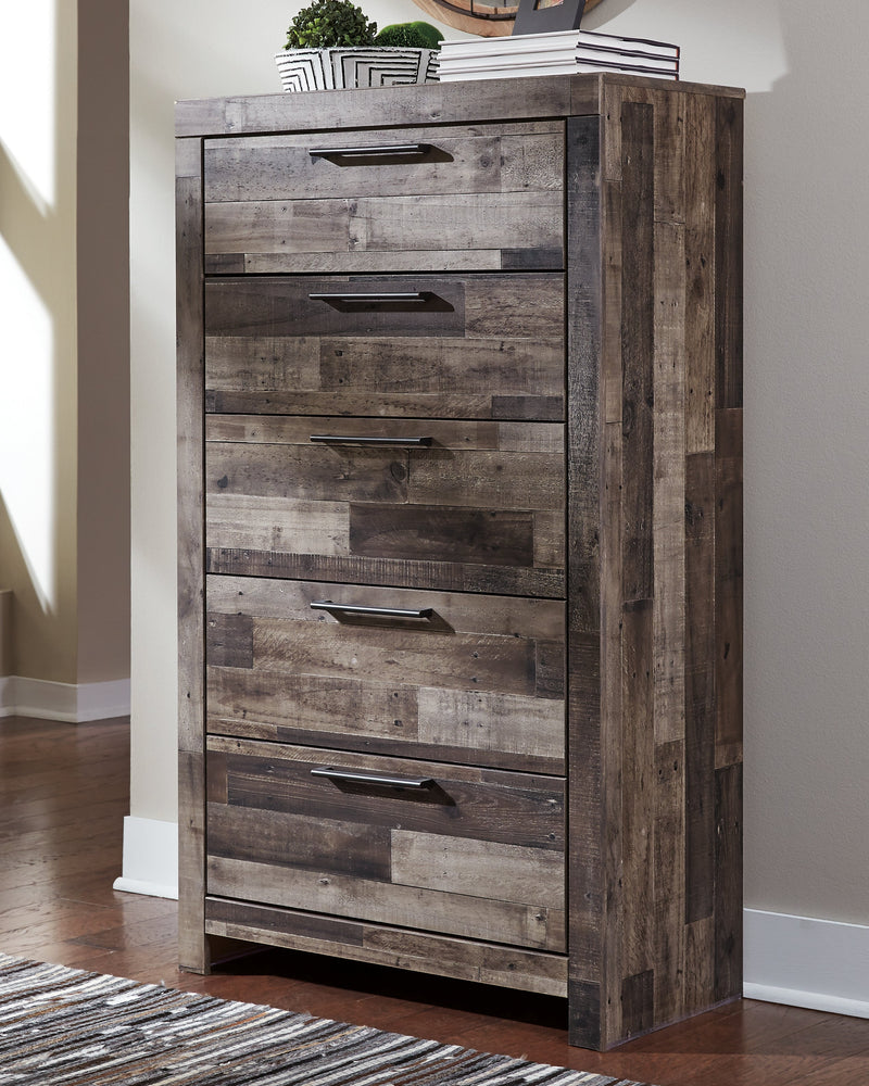 Derekson Full Panel Bed with Mirrored Dresser and Chest in Multi Gray - PKG003470