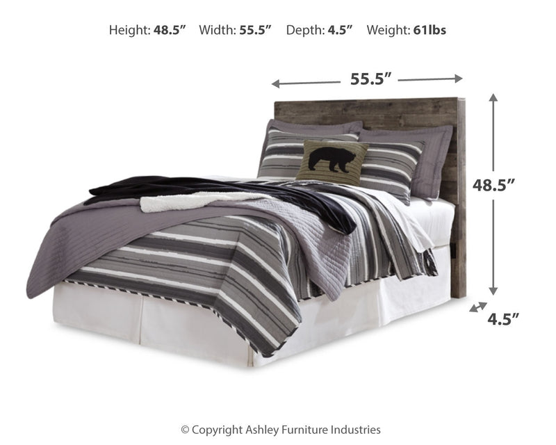 Derekson Full Panel Headboard Bed with Mirrored Dresser, Chest and 2 Nightstands in Multi Gray - PKG003520