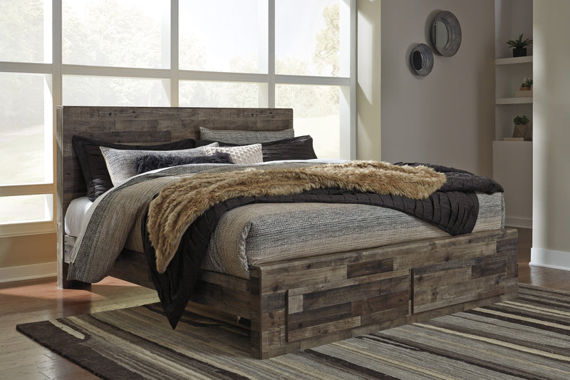Derekson Gray King Footboard Storage Platform Bed | B200 - DMV FurnitureKing Bed