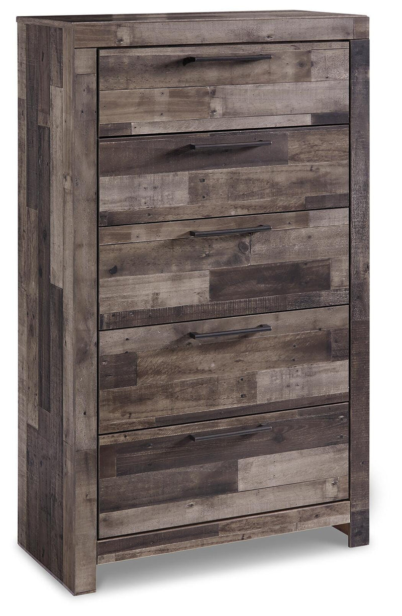 Derekson Multi Gray Full Panel Bed, Dresser and Chest - B200B77