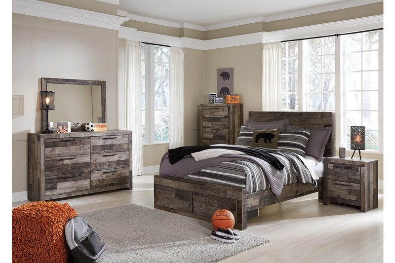 Derekson Multi Gray Full Panel Bed with 2 Storage Drawers - DMV FurnitureFull Bed