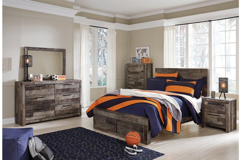 Derekson Multi Gray Full Panel Bed with 2 Storage Drawers - DMV FurnitureFull Bed