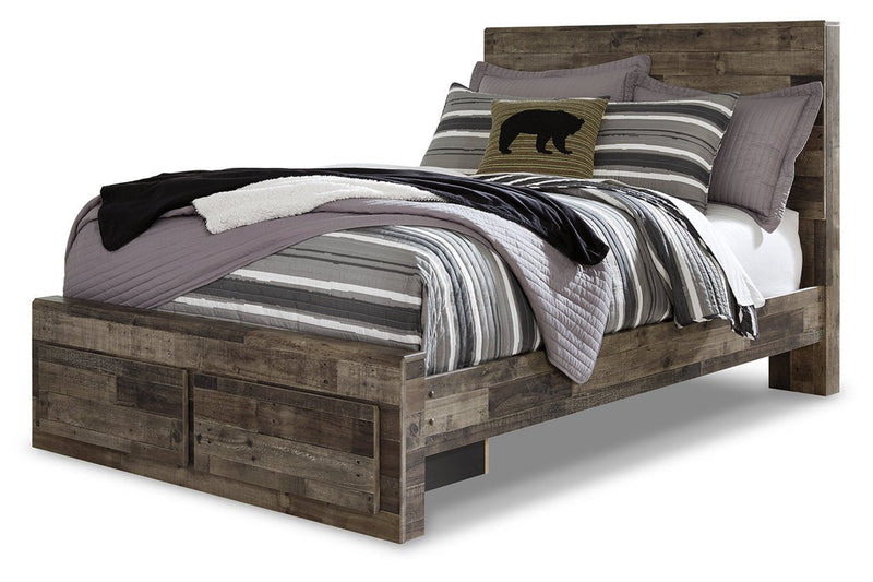 Derekson Multi Gray Full Panel Bed with 2 Storage Drawers - DMV FurnitureFull Bed