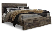 Derekson Multi Gray King Panel Bed with 2 Storage Drawers - DMV FurnitureKing Bed