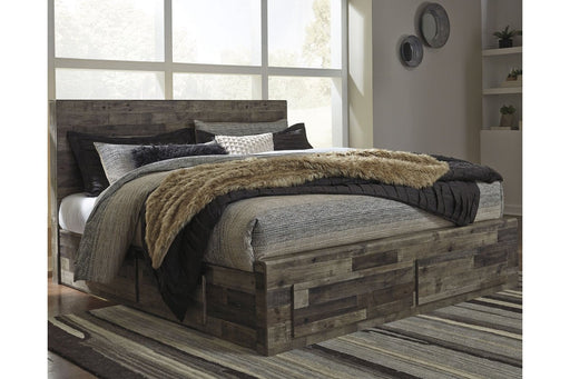 Derekson Multi Gray King Panel Bed with 4 Storage Drawers - DMV FurnitureKing Bed