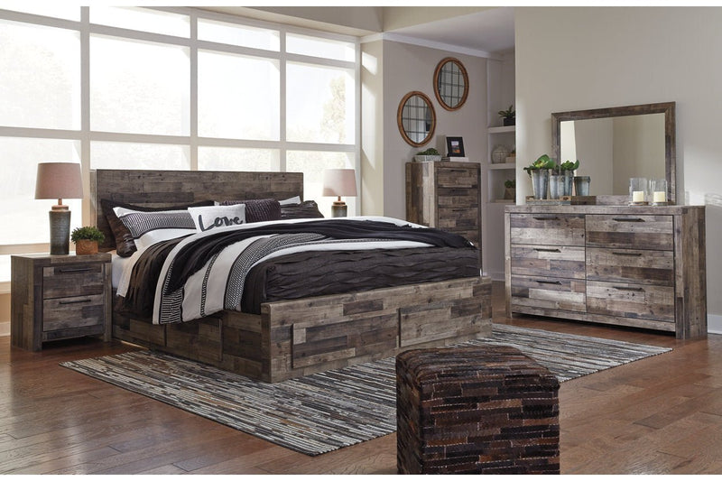 Derekson Multi Gray King Panel Bed with 6 Storage Drawers - DMV FurnitureKing Bed
