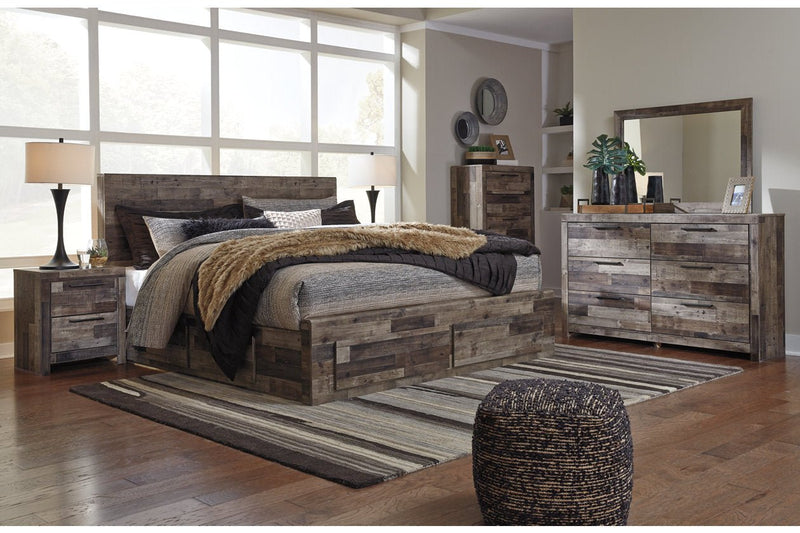Derekson Multi Gray King Panel Bed with 6 Storage Drawers - DMV FurnitureKing Bed