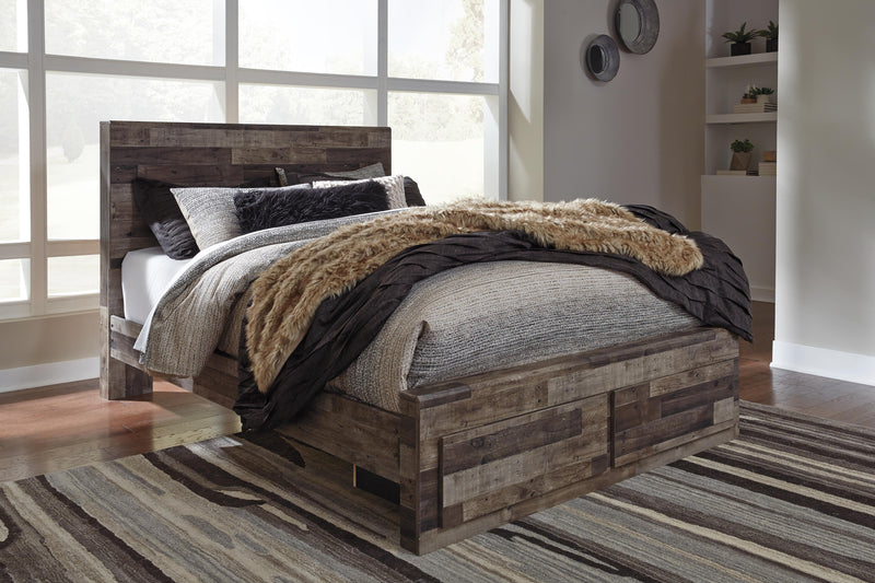 Derekson Multi Gray Queen Panel Storage Bed, 2 Chests and 2 Nightstands - B200B73