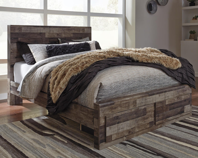 Derekson Multi Gray Queen Panel Storage Bed and 2 Nightstands - B200B48