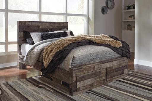 Derekson Multi Gray Queen Platform Bed with 2 Storage Drawers - DMV FurnitureQueen Bed