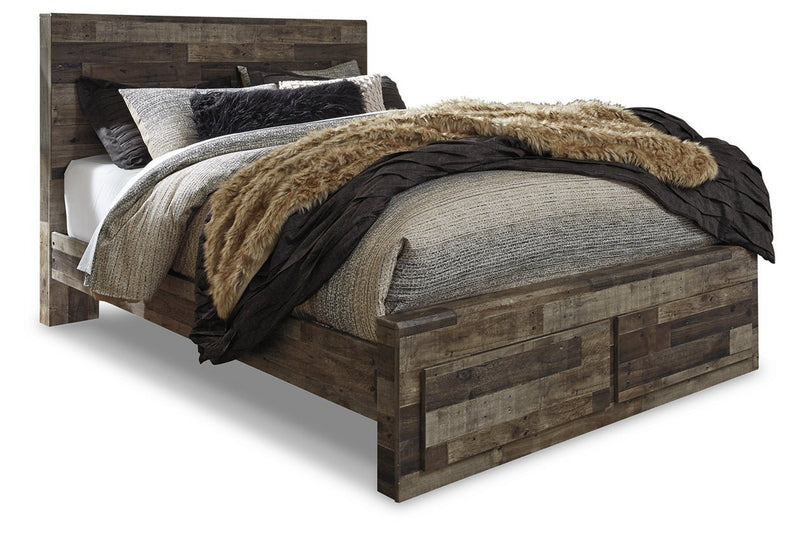 Derekson Multi Gray Queen Platform Bed with 2 Storage Drawers - DMV FurnitureQueen Bed