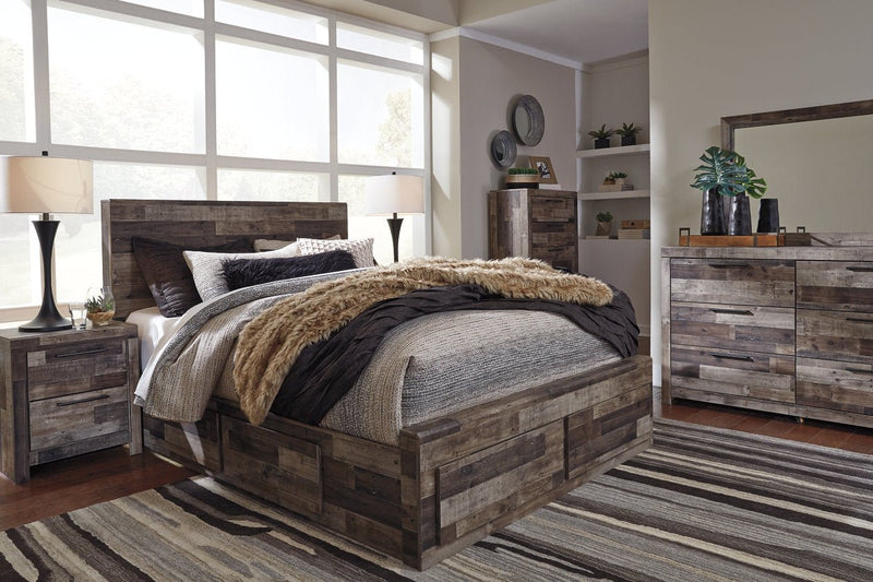 Derekson Multi Gray Queen Platform Bed with 4 Storage Drawers - DMV FurnitureQueen Bed